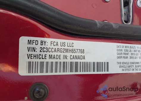 2021 Chrysler 300 Touring из США, поврежденный, VIN 2C3CCARG2MH657768